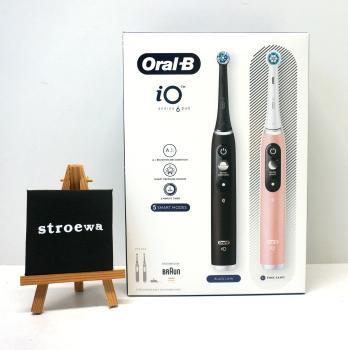 Oral-B iO Series 6 Duo Set Elektrische Zahnbürsten schwarz + rosa